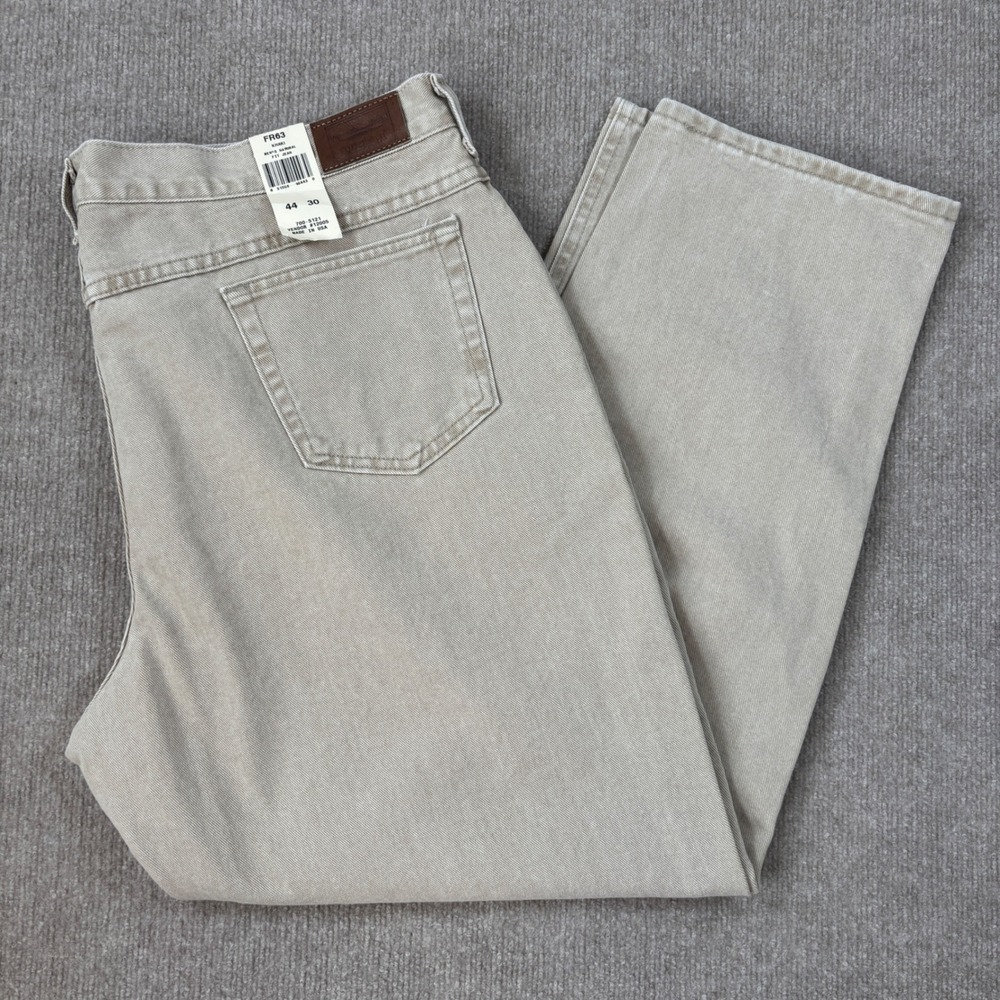 LL Bean Double L Natural Fit Jeans Mens 44x30 Khaki Tan Cotton Denim Made in USA